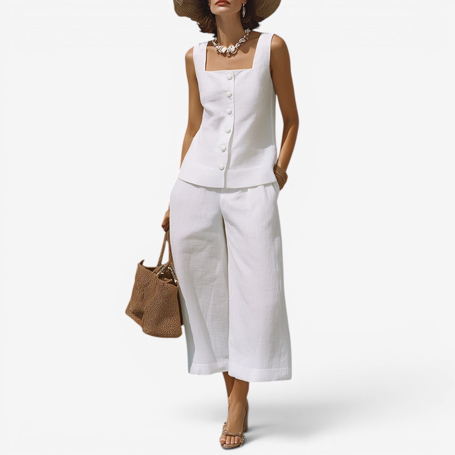 Khalia™ Square neckline linen set