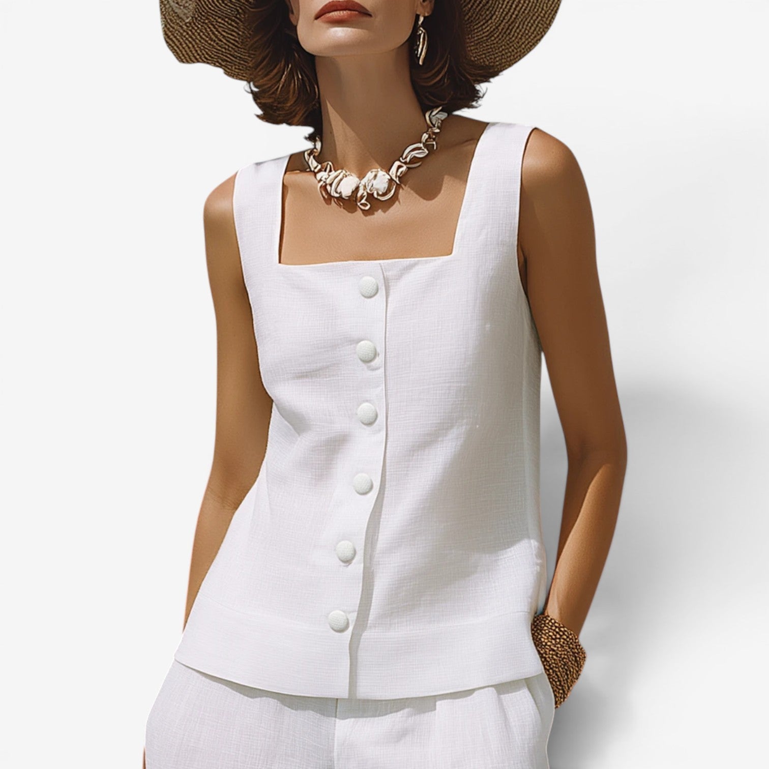 Khalia™ Square neckline linen set