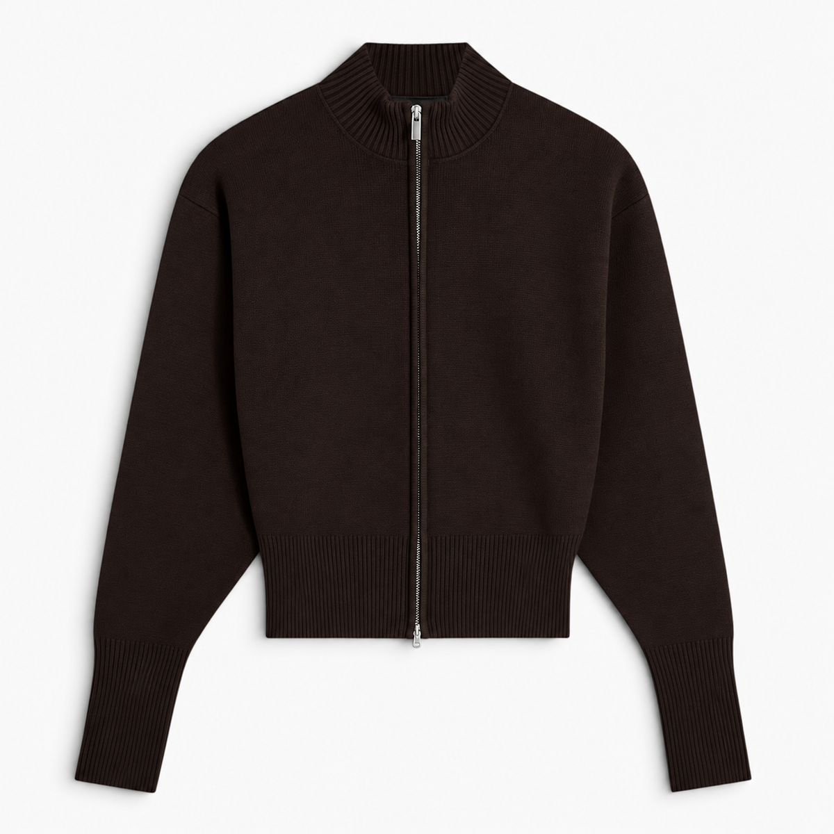 Marisol™ Ribbed Hem Zip Sweater