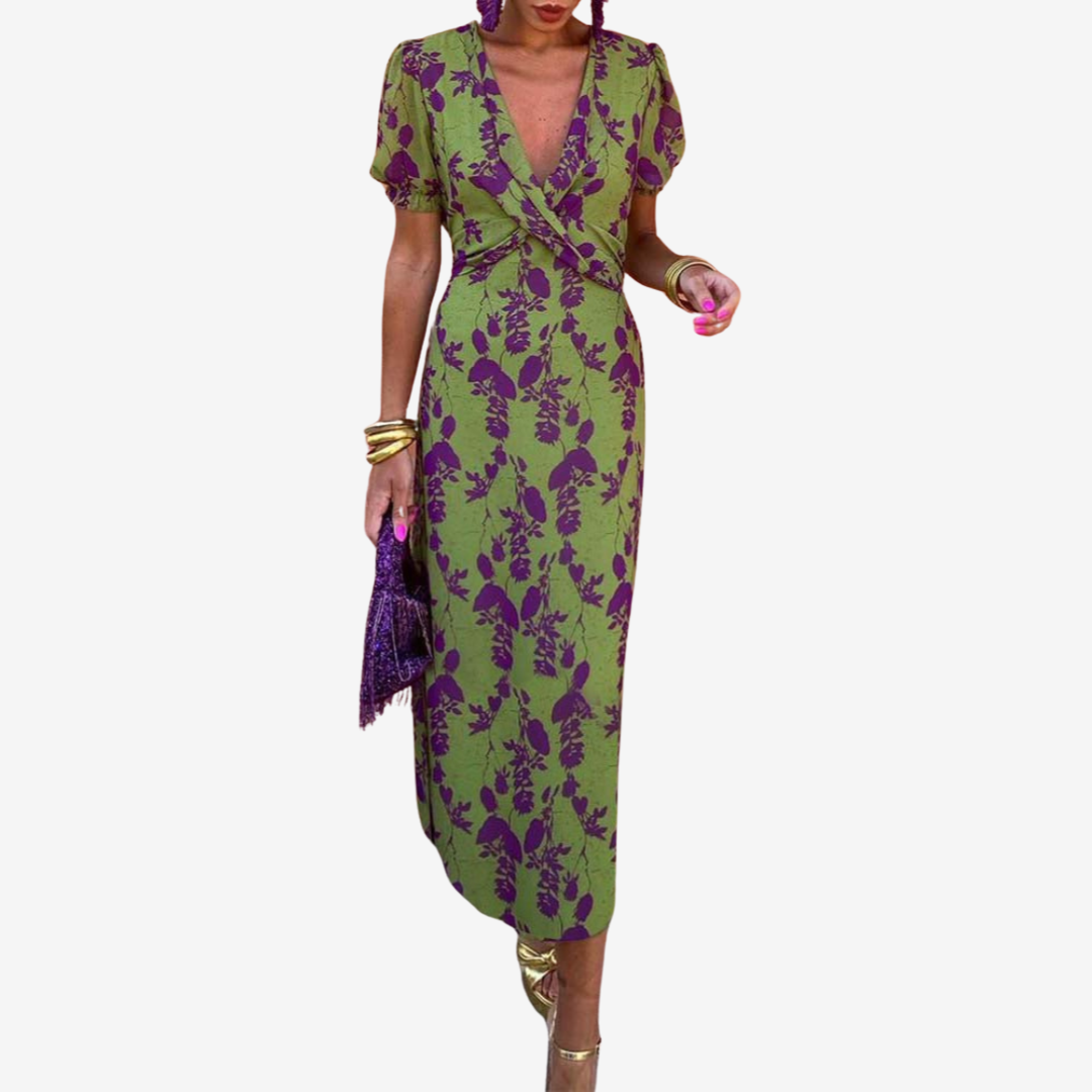 Aliénor™ Twisted V-Neck Dress