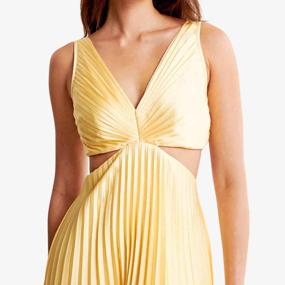 Vivienne™ Pleated Backless Evening Midi Dress