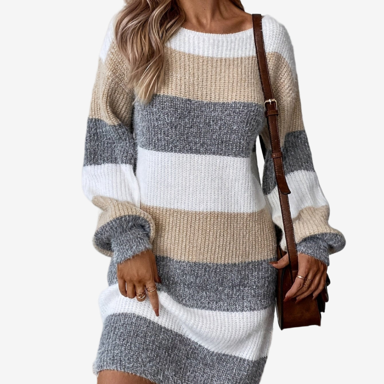 Elestte™ Striped Sweater Dress