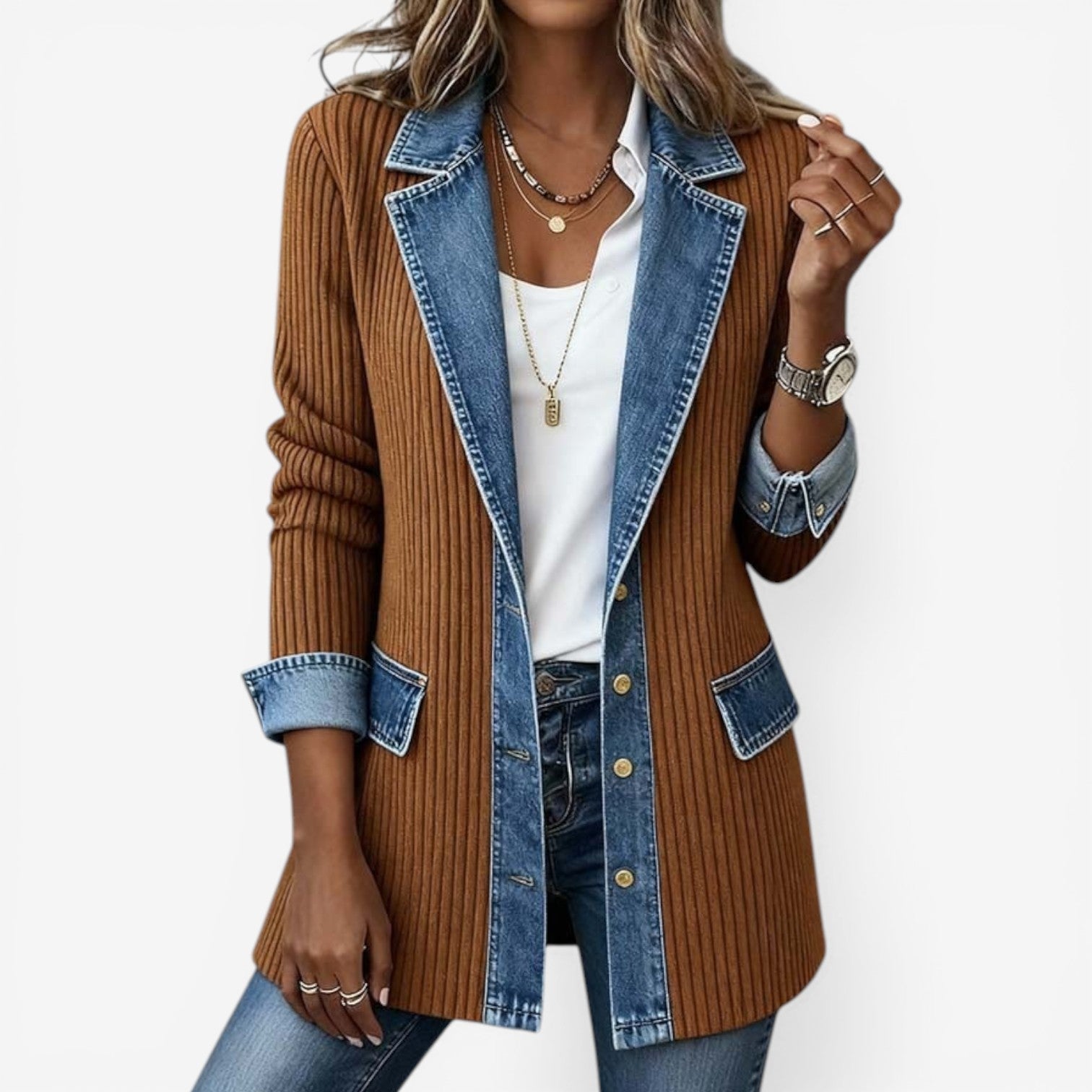 Emilia™ Mixed denim jacket