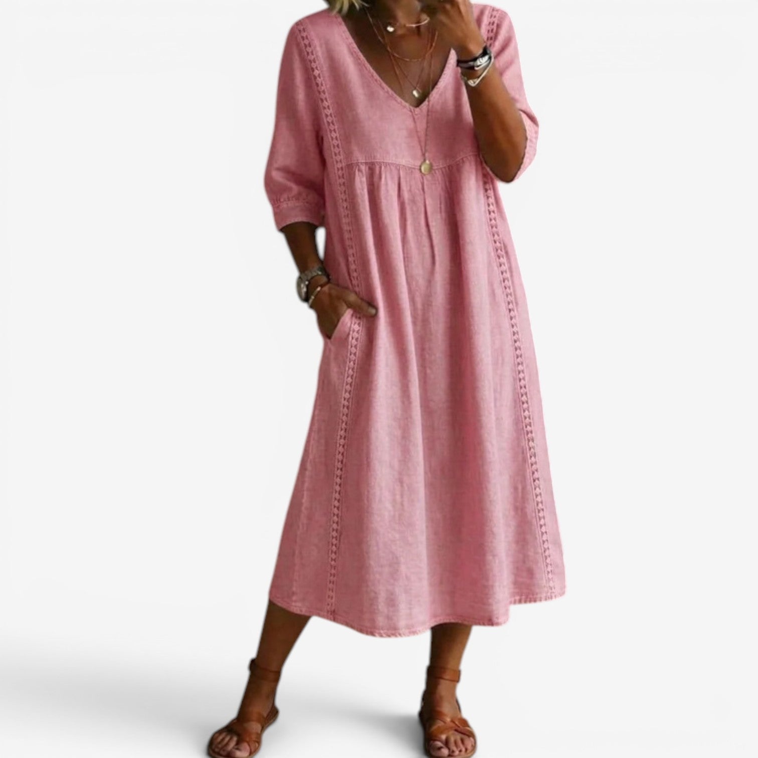 Carolline™ Summer dress with embroidery