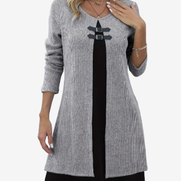 Elora™ Chic Sweater Dress with Contrast
