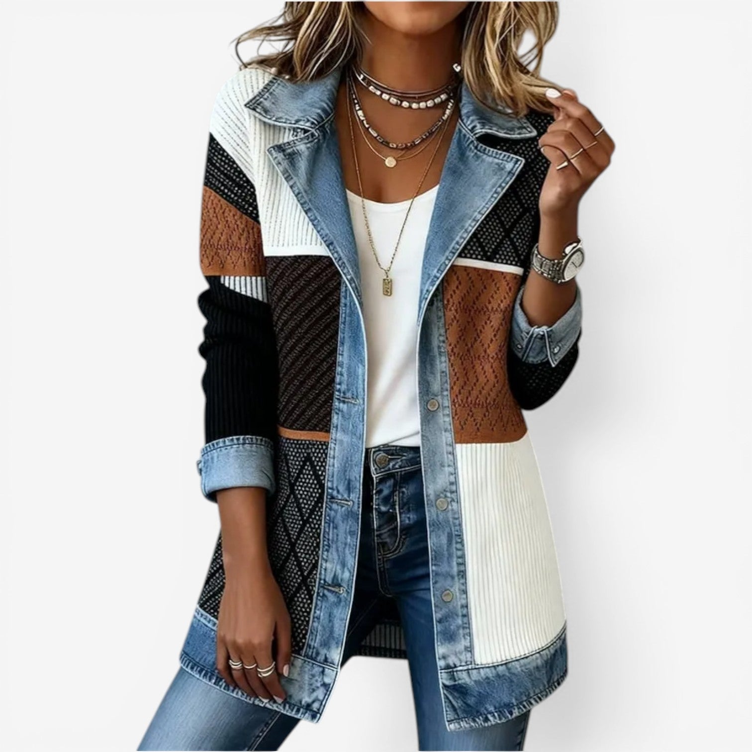 Emilia™ Mixed denim jacket