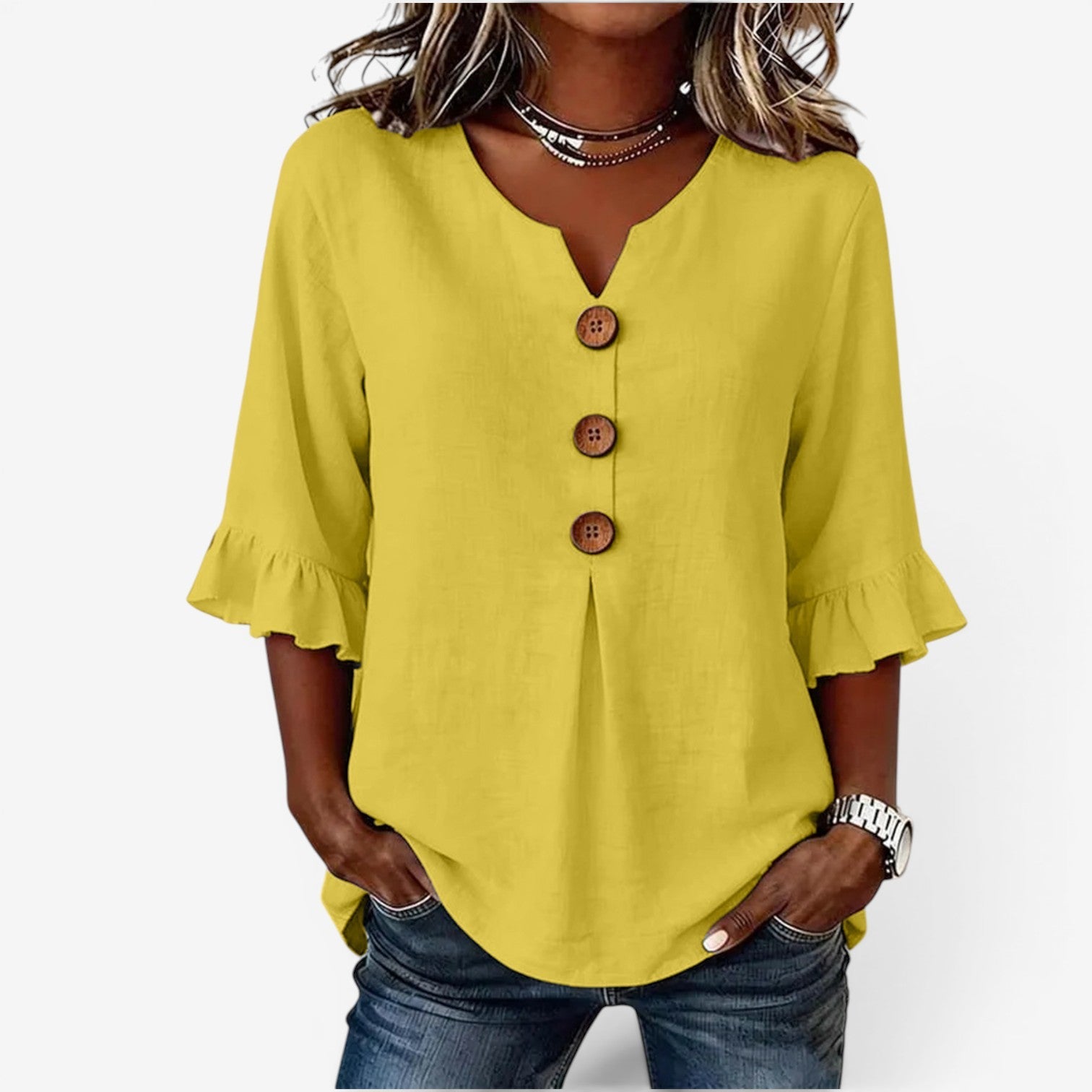 Amy™ V-neck flared top