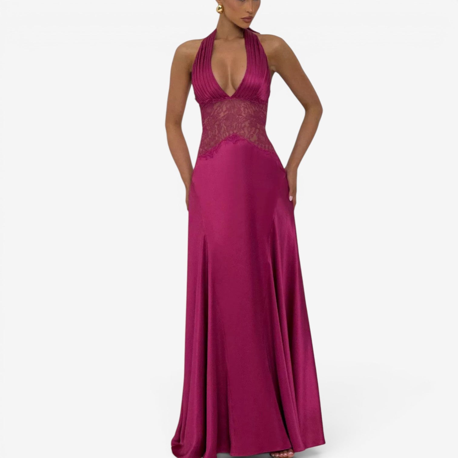 Caroline™ Long satin dress
