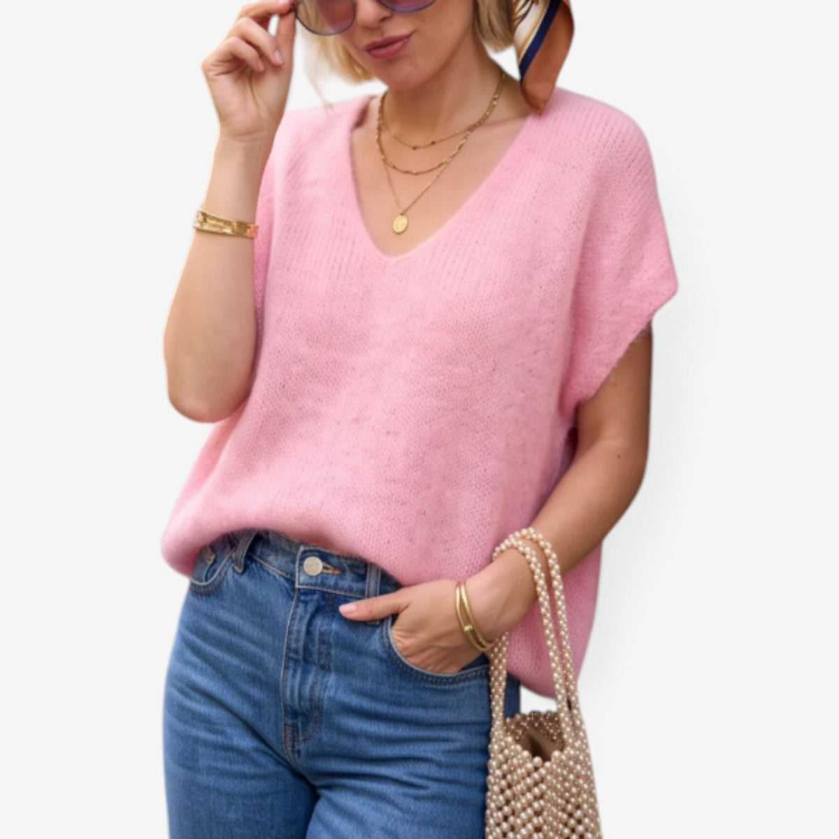 Aimee™ Oversized V-Neck Knit Vest