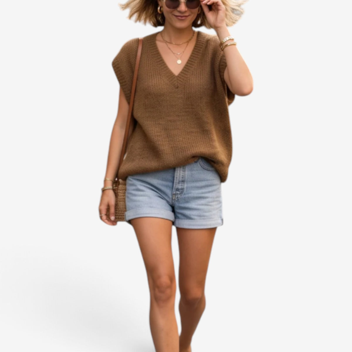 Aimee™ Oversized V-Neck Knit Vest