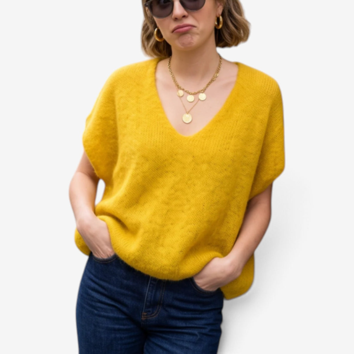 Aimee™ Oversized V-Neck Knit Vest