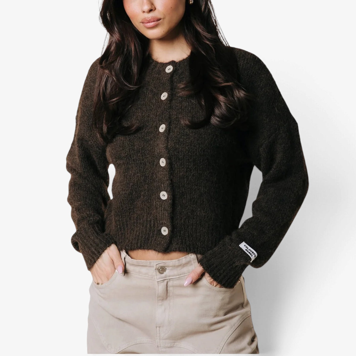 Mireille™ Cropped Button-Front Cardigan