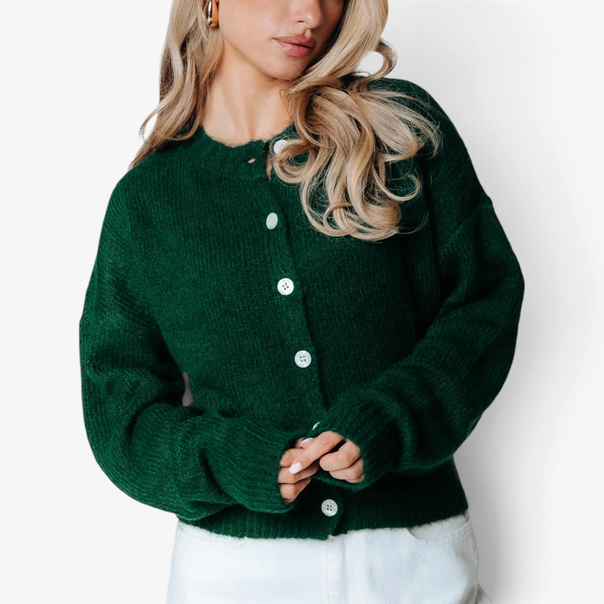 Mireille™ Cropped Button-Front Cardigan