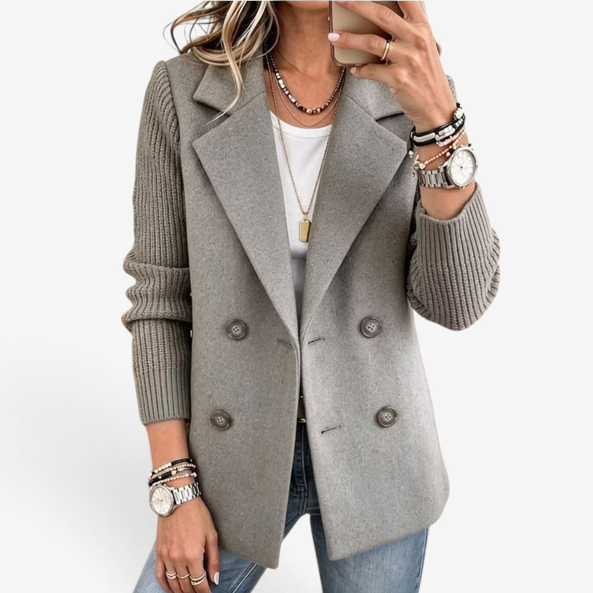 Claudine™ Double-Breasted Knit Blazer