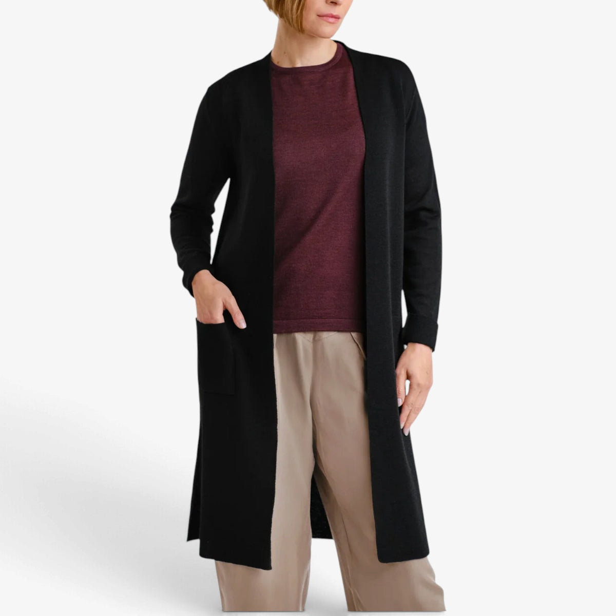 Liliane™ Longline Open-Front Cardigan