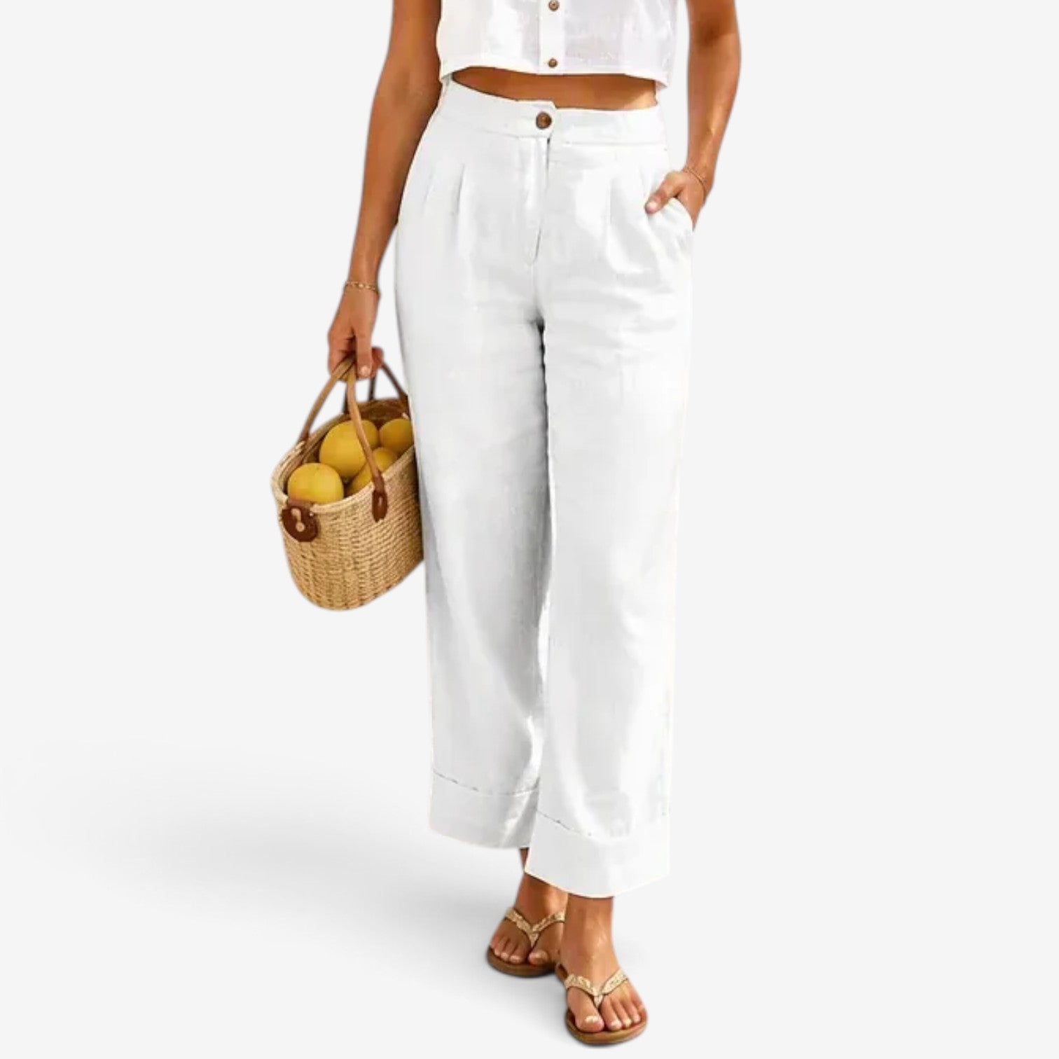 Cefira™ Cropped linen trousers