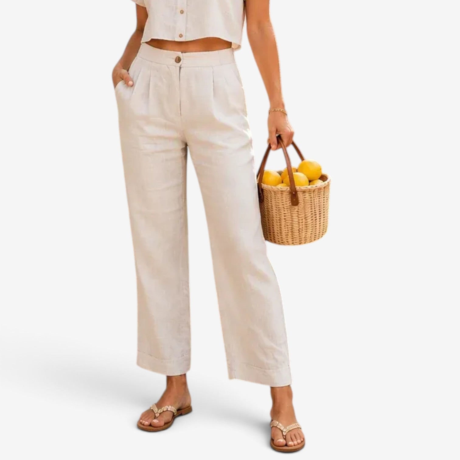 Cefira™ Cropped linen trousers