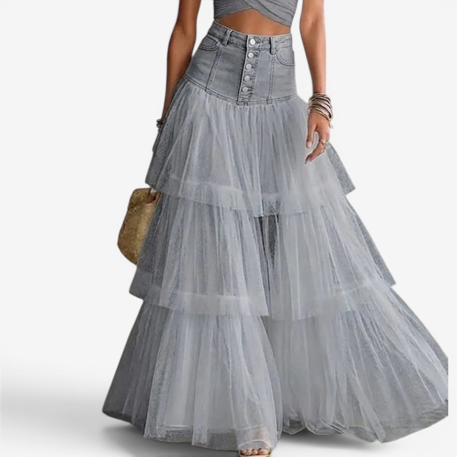 Yomi™ Long tulle ruffled skirt