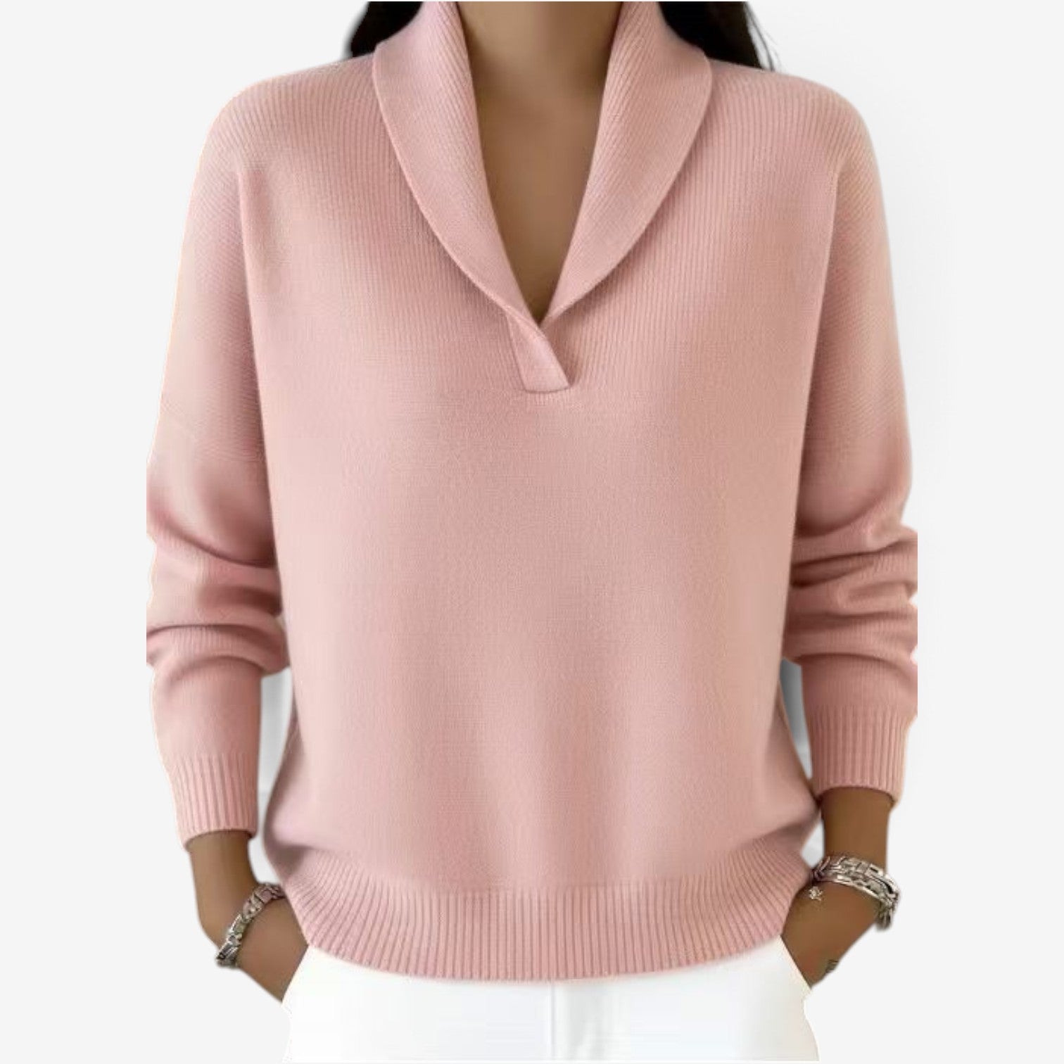 Kaira™ Shawl collar knit sweater