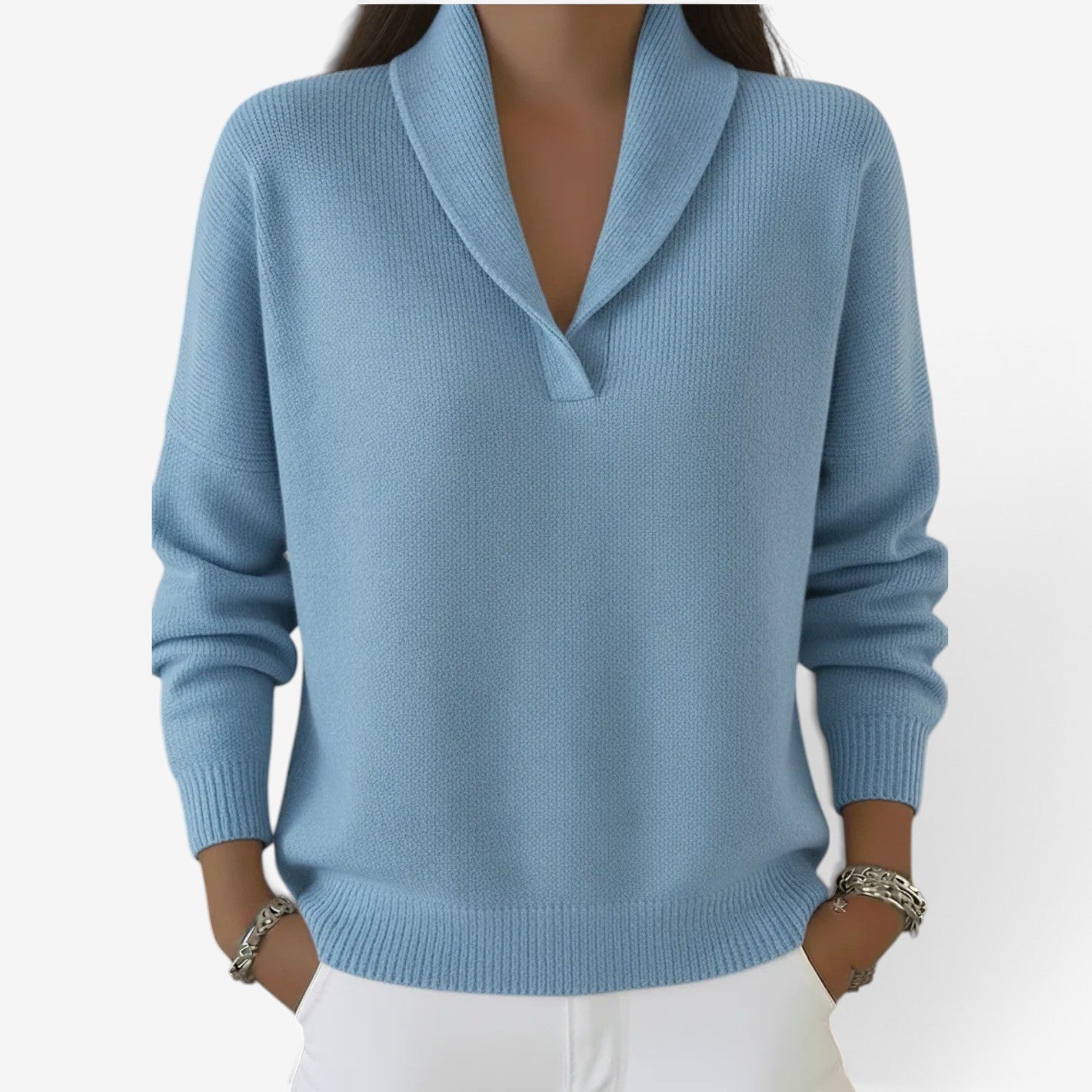 Kaira™ Shawl collar knit sweater
