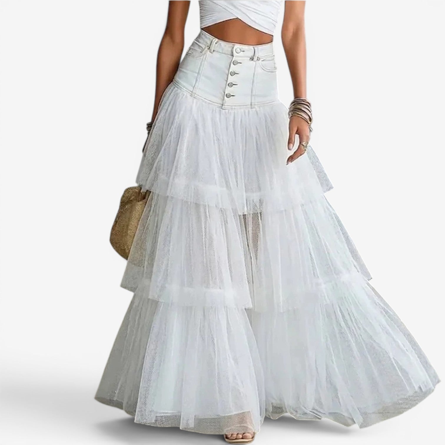 Yomi™ Long tulle ruffled skirt