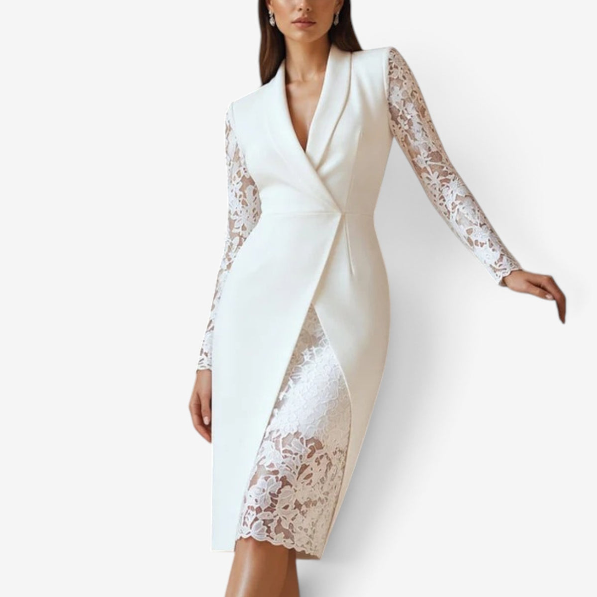 Valentina™ Lace-Sleeve Blazer Dress