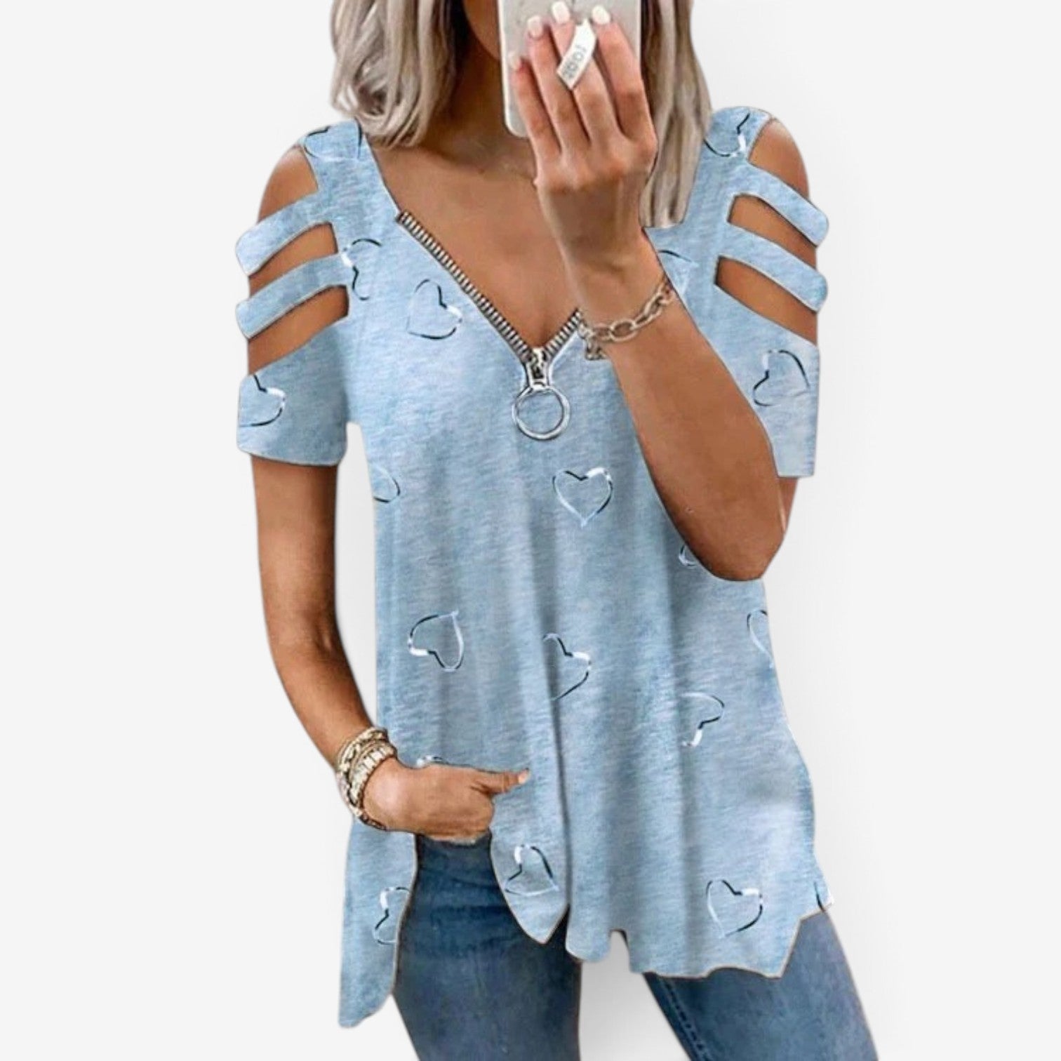 Thera™ Zipper v-neck top