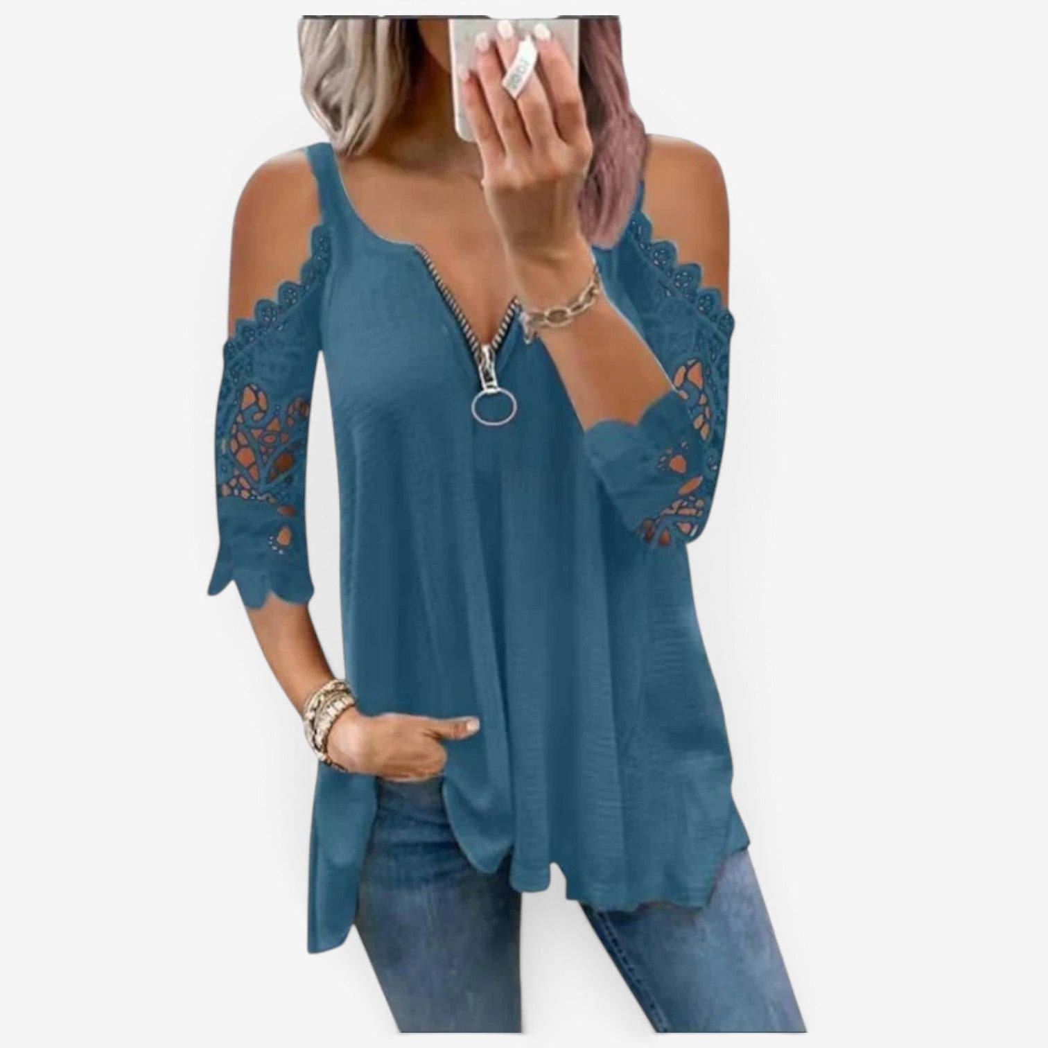 Deliah™ Lace sleeve blouse