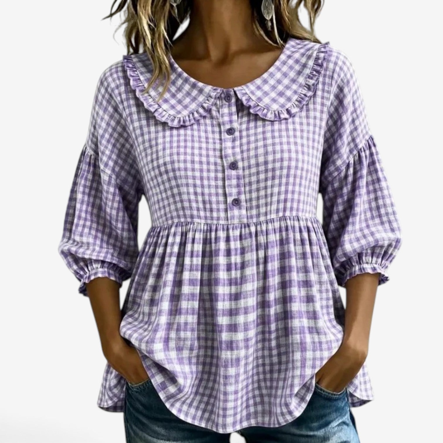 Adella™ Ruffled collar peplum blouse
