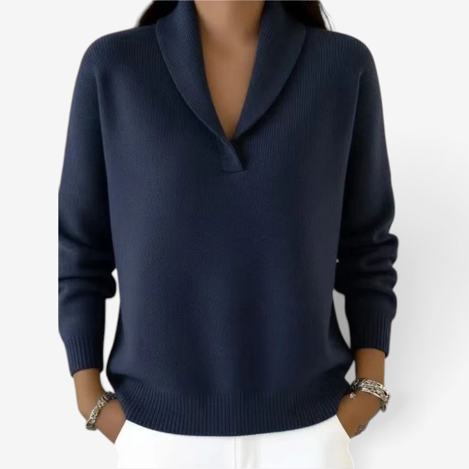 Kaira™ Shawl collar knit sweater