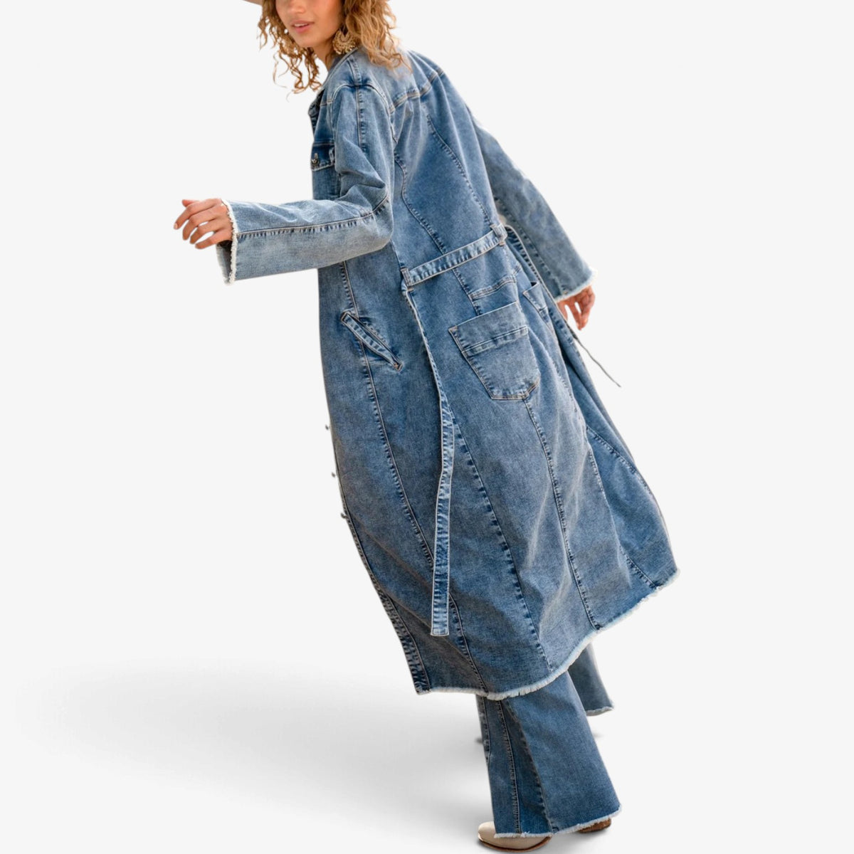 Lea™ Longline Belted Denim Dress