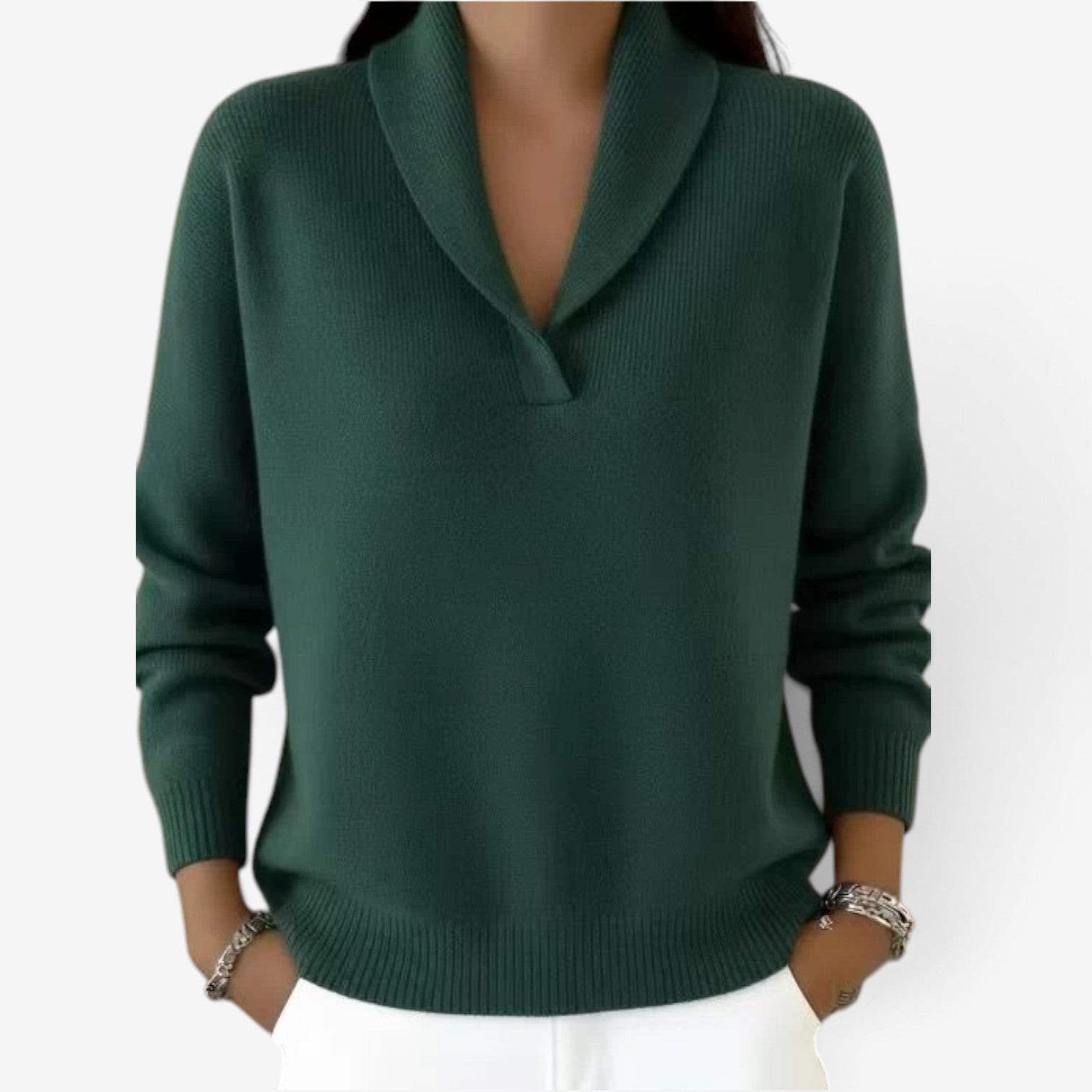 Kaira™ Shawl collar knit sweater