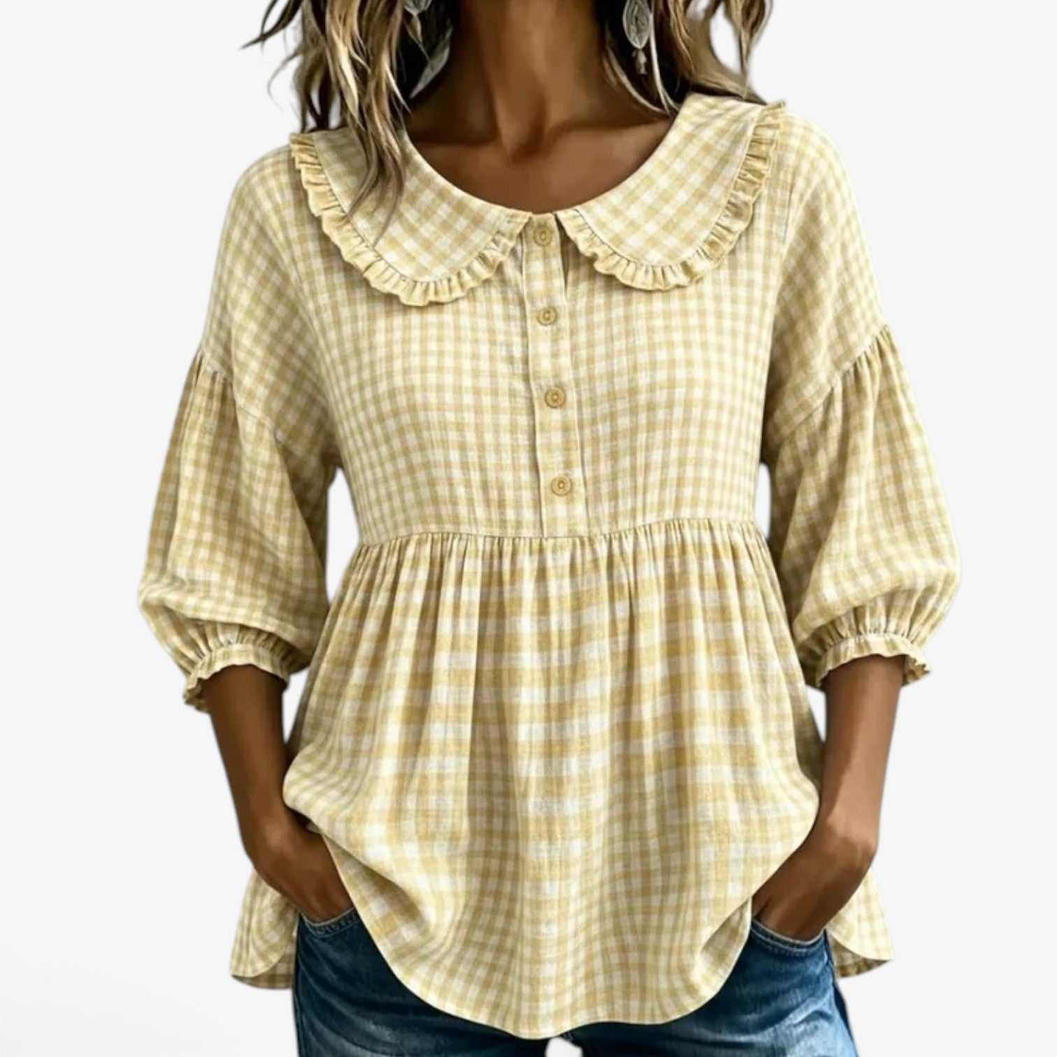 Adella™ Ruffled collar peplum blouse