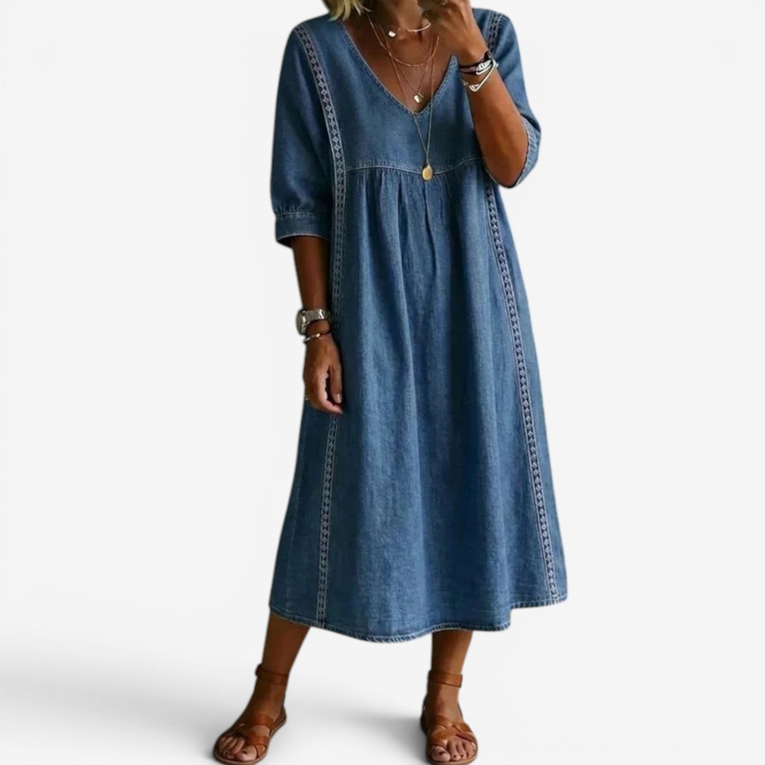 Carolline™ Summer dress with embroidery