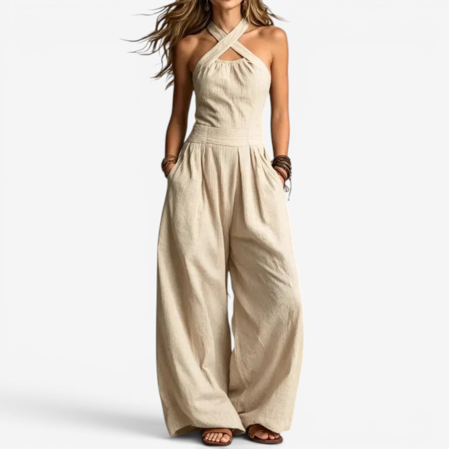Alennah™ One-piece jumpsuit with crossover neckline