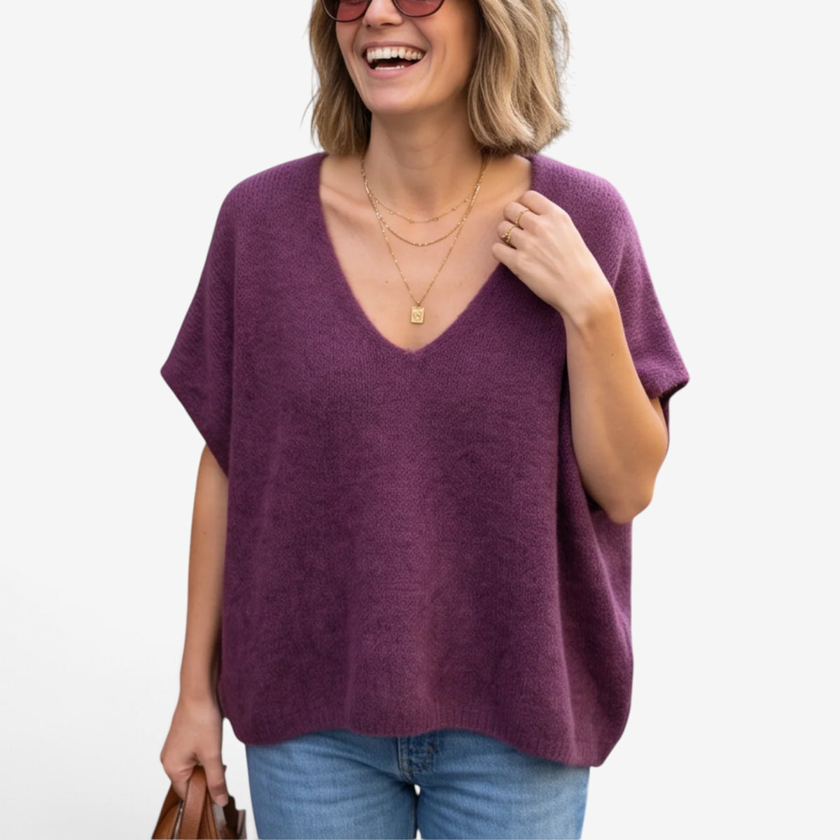 Aimee™ Oversized V-Neck Knit Vest