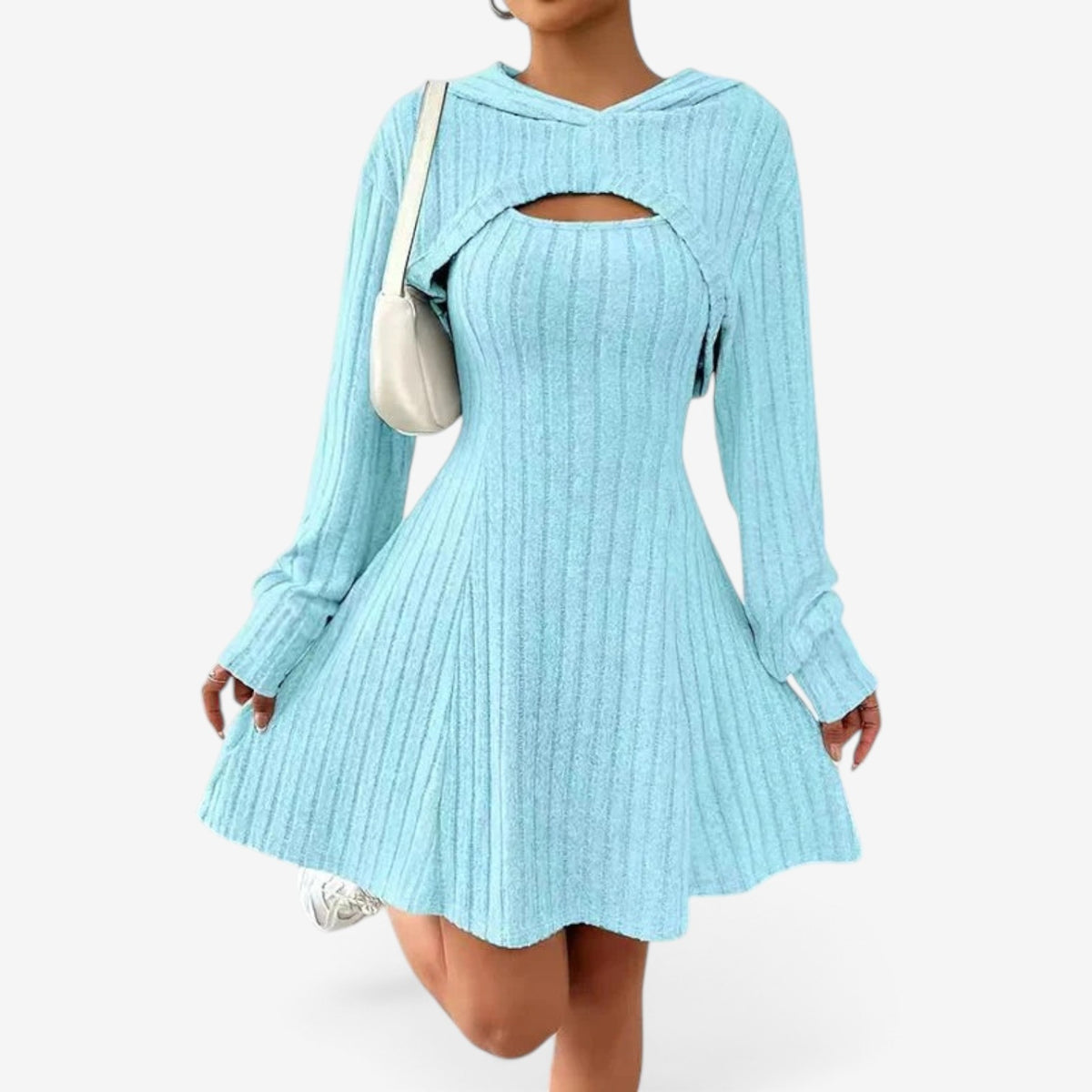 Vivian™ Ribbed Cutout Sweater Dress
