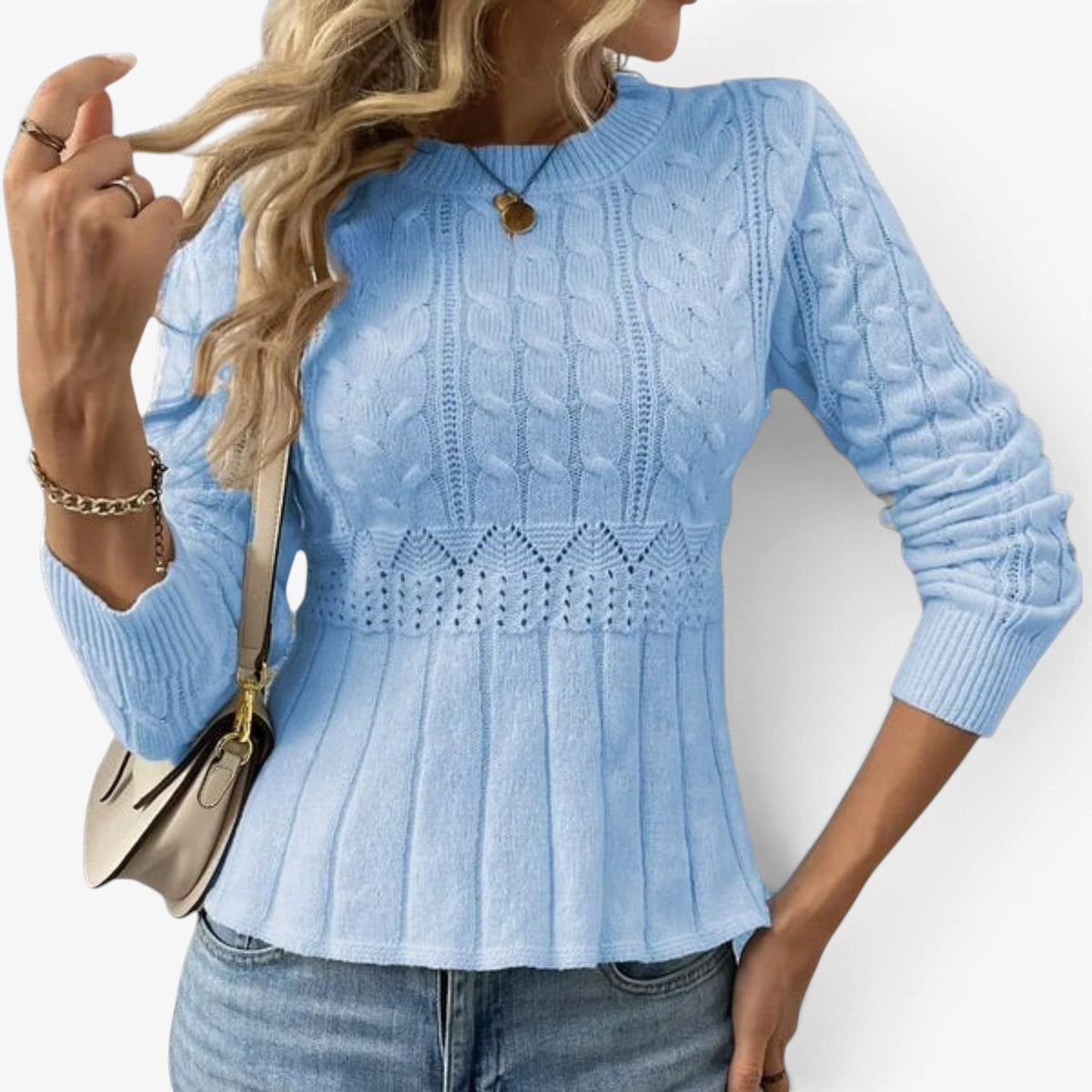 Philippa™ Cable-Knit Peplum Sweater