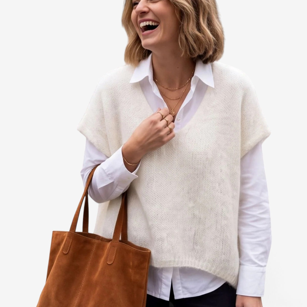 Aimee™ Oversized V-Neck Knit Vest