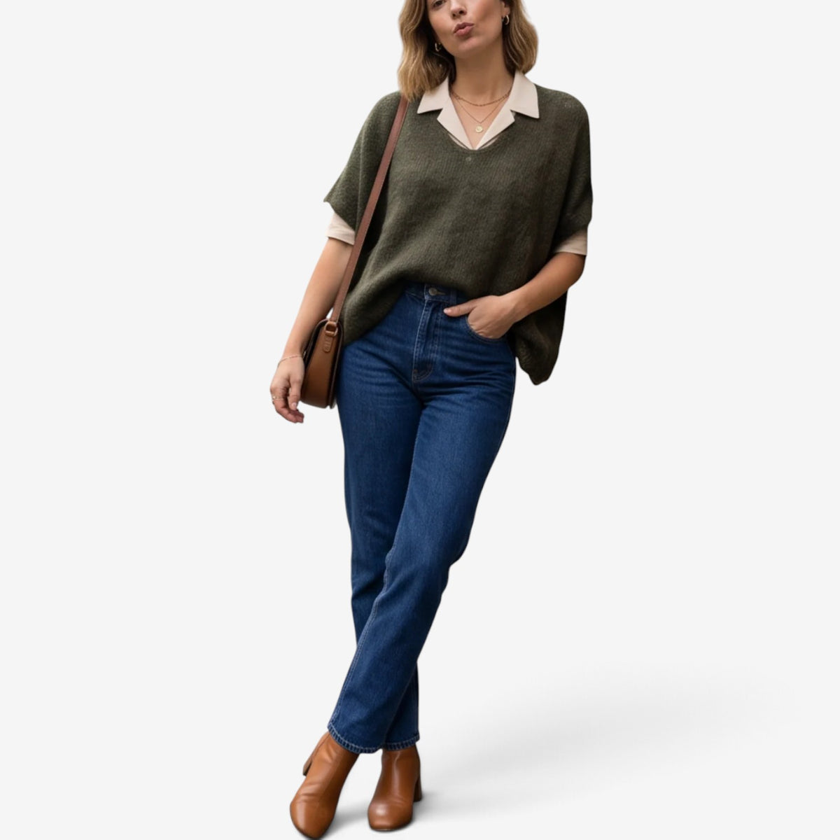 Aimee™ Oversized V-Neck Knit Vest