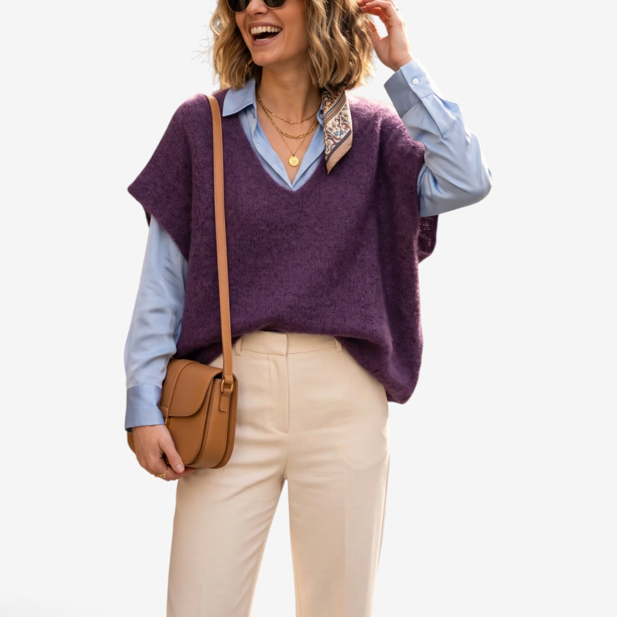 Aimee™ Oversized V-Neck Knit Vest