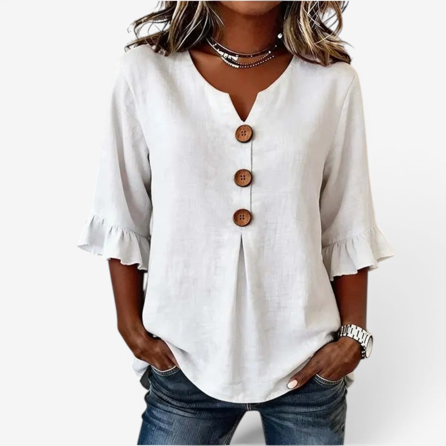 Amy™ V-neck flared top