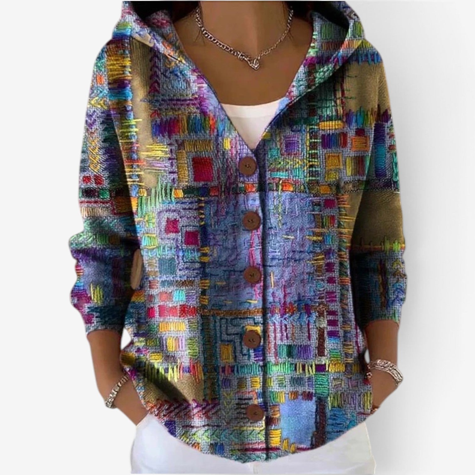 Zanea™ Abstract button-front cardigan