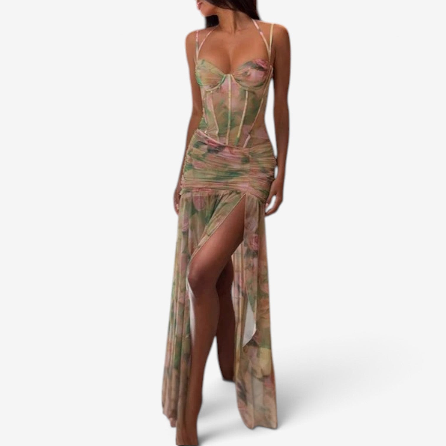 Emilyn™ Floral corset maxi dress
