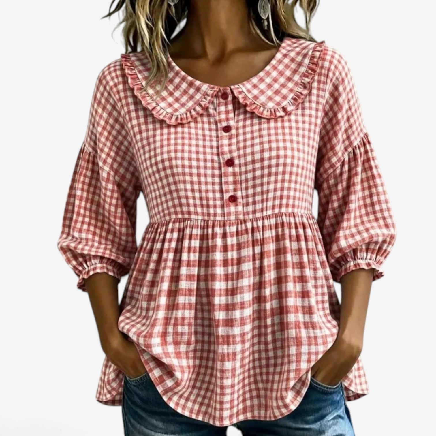 Adella™ Ruffled collar peplum blouse