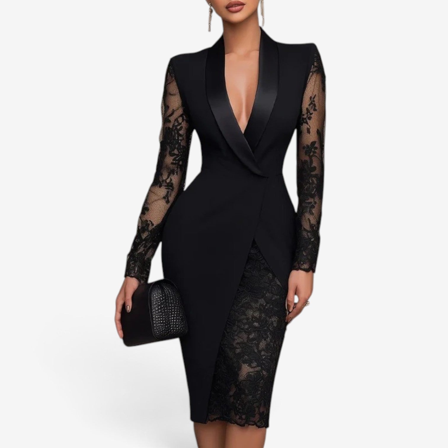 Mirae™ Tuxedo blazer midi dress