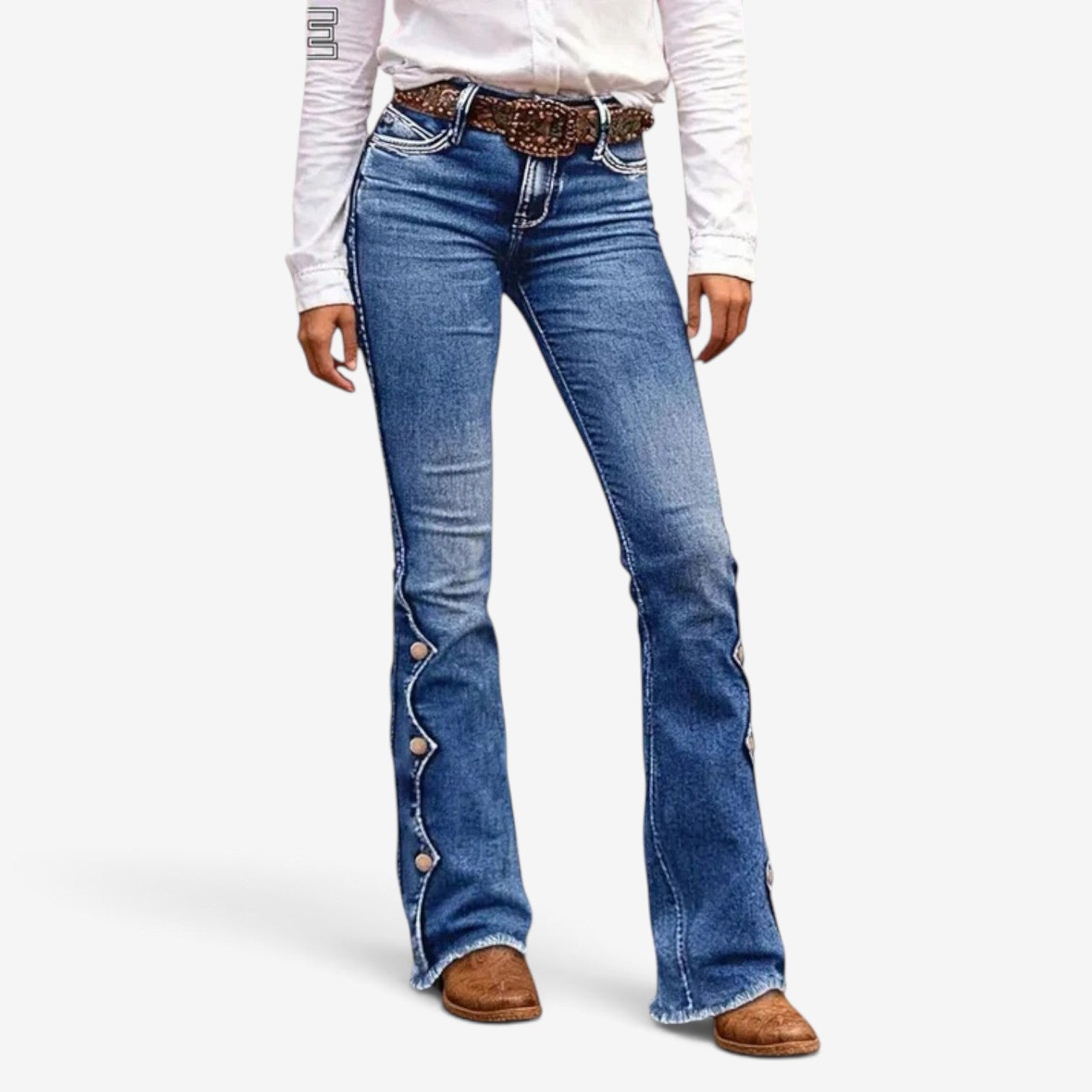 Avah™ Side-button denim jeans
