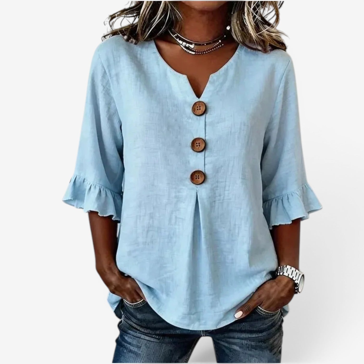 Amy™ V-neck flared top