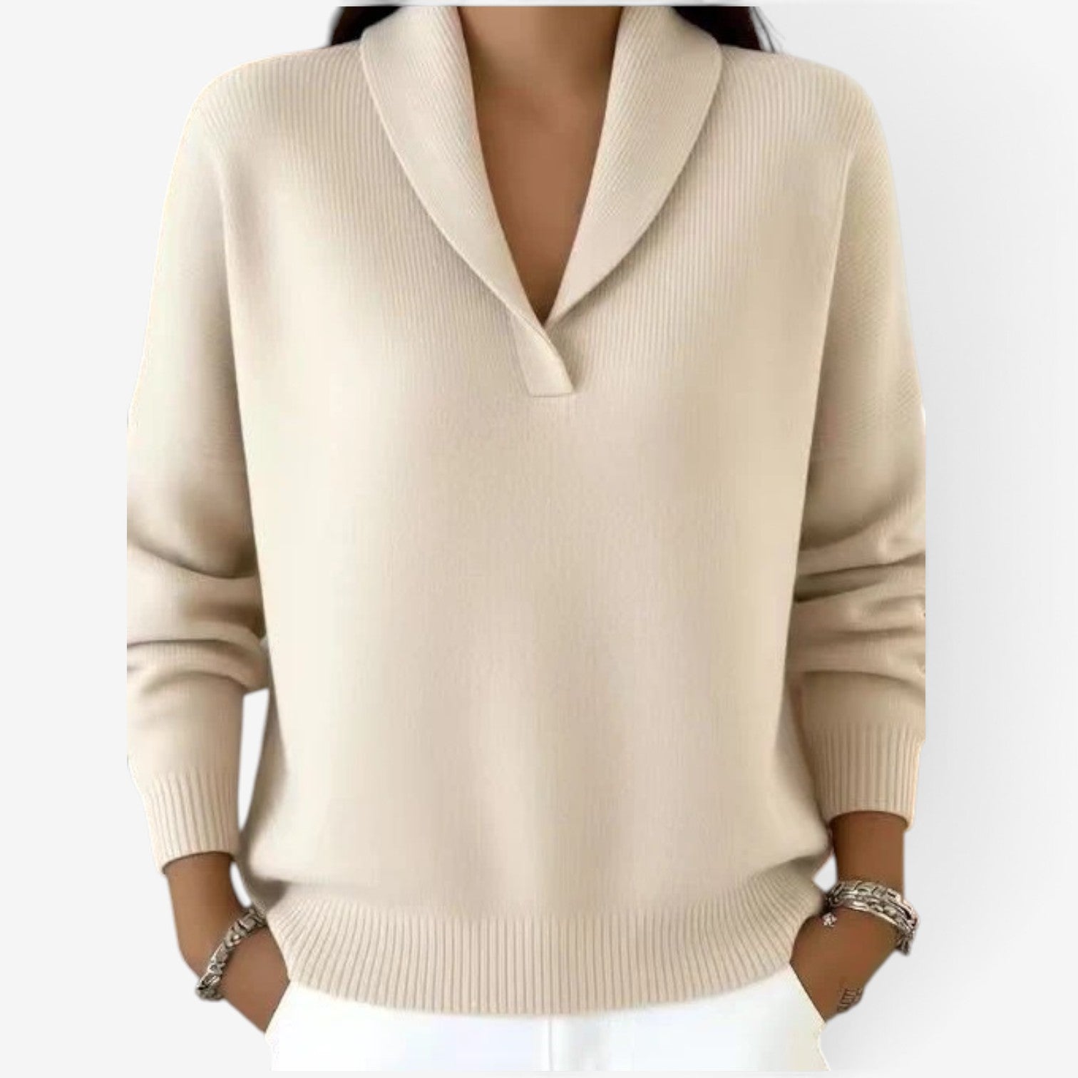 Kaira™ Shawl collar knit sweater
