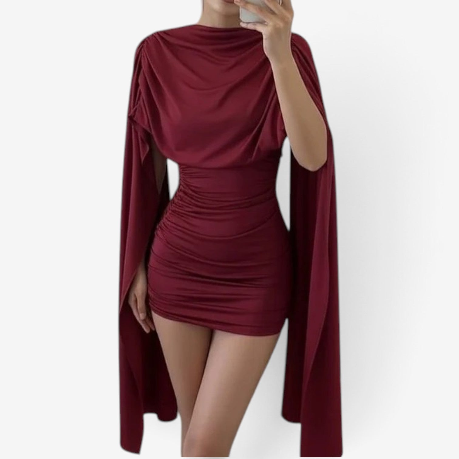 Mollie™ Cape-sleeve mini dress